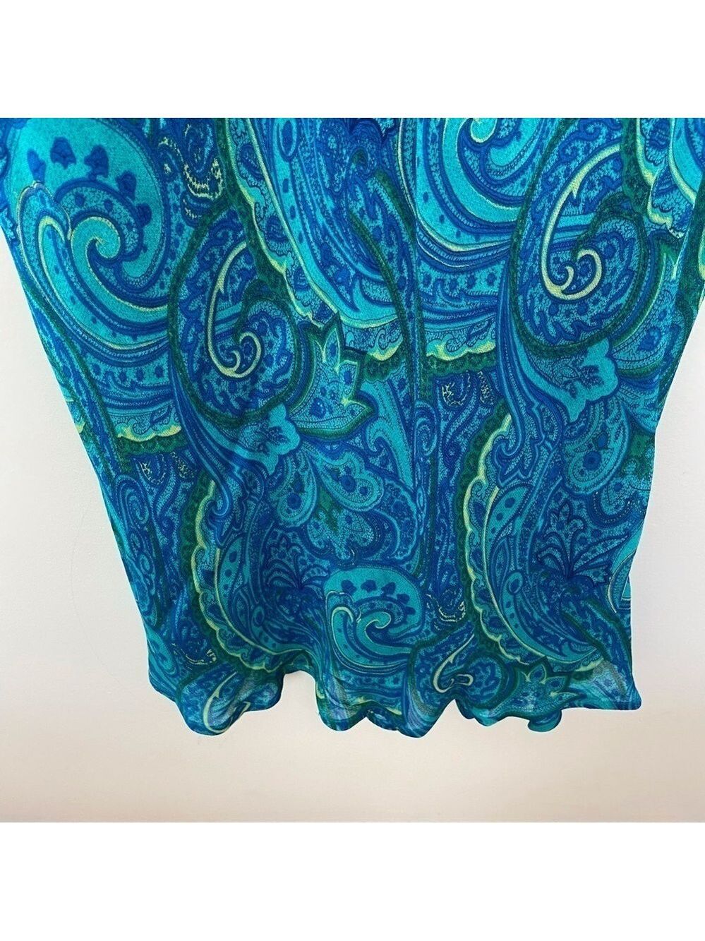 Triangle Bow tie detail maxi dress sleeveless cerulean blue pattern size 12 - Picture 8 of 14